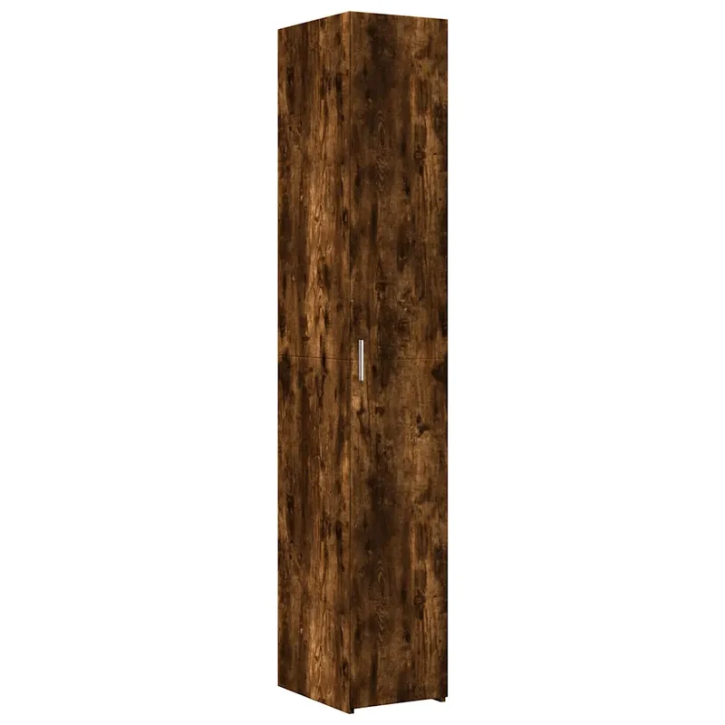 Armoire de rangement mince compacte 30 x 42,5 x 225 cm espace optimisé style contemporain en bois d'ingénierie chêne fumé 02_0055550