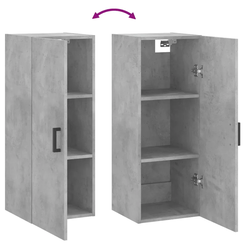 Armoire murale design pratique rangement 34,5 x 34 x 90 cm en bois d'ingénierie gris béton 02_0048662