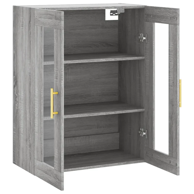 Armoire murale design pratique rangement 69,5 x 34 x 90 cm en bois d'ingénierie gris 02_0048622