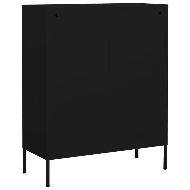 Armoire de rangement moderne robuste 80 x 35 x 101 cm avec tiroirs glissières à billes en acier noir 02_0046851