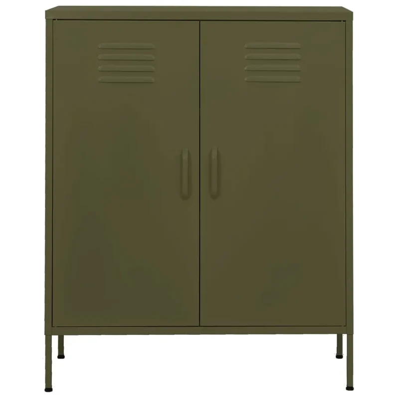 Armoire de rangement design pratique 80 x 35 x 101,5 cm avec étagères réglables en acier vert olive 02_0046853