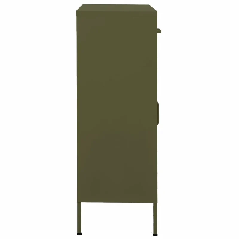 Armoire de rangement design pratique 80 x 35 x 101,5 cm avec étagères réglables en acier vert olive 02_0046853
