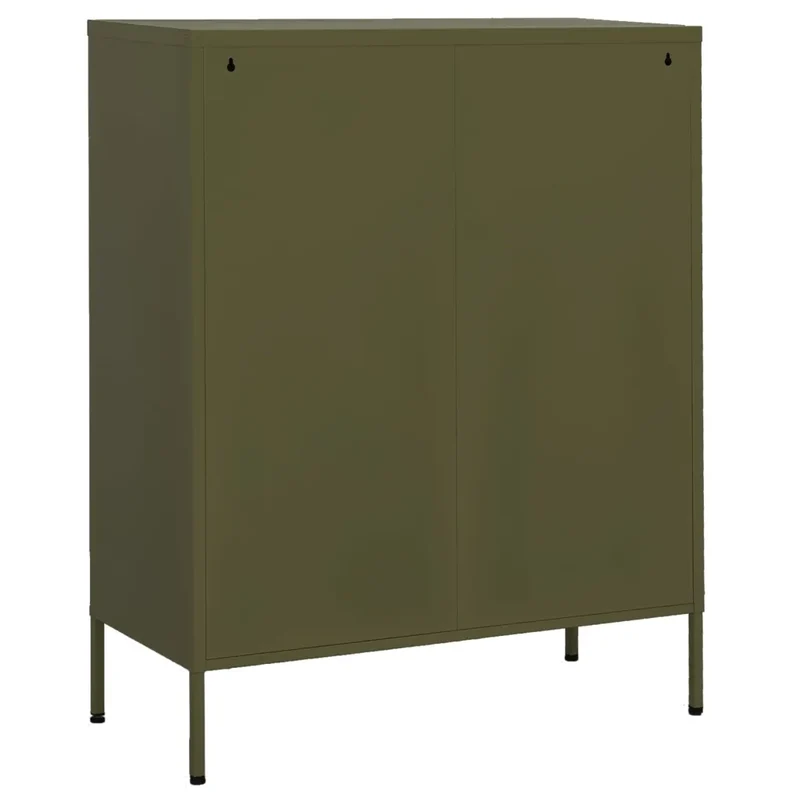 Armoire de rangement design pratique 80 x 35 x 101,5 cm avec étagères réglables en acier vert olive 02_0046853
