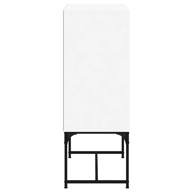 Armoire latérale portes vitrées design intemporel rangement 69 x 37 x 100 cm en bois blanc 02_0049350