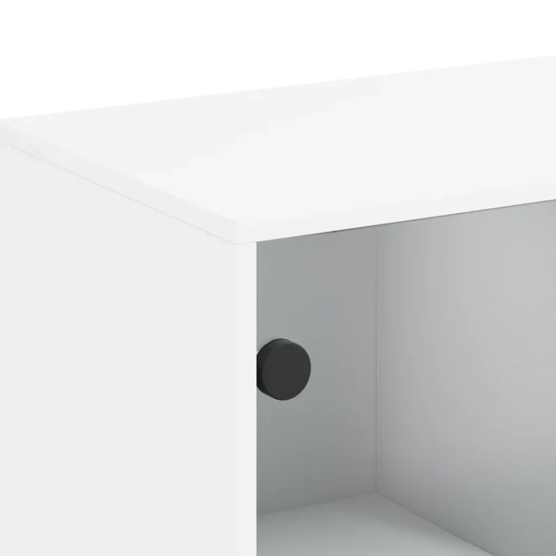 Armoire latérale portes vitrées design intemporel rangement 69 x 37 x 100 cm en bois blanc 02_0049350