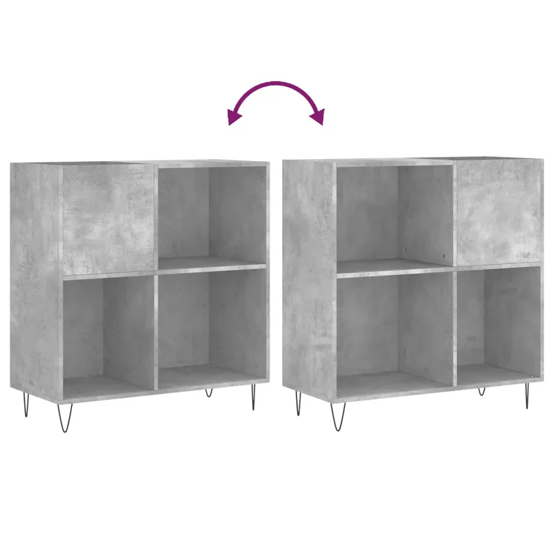 Armoire à disques classique spacieuse 84 x 38 x 89 cm en bois d'ingénierie gris béton 02_0049171