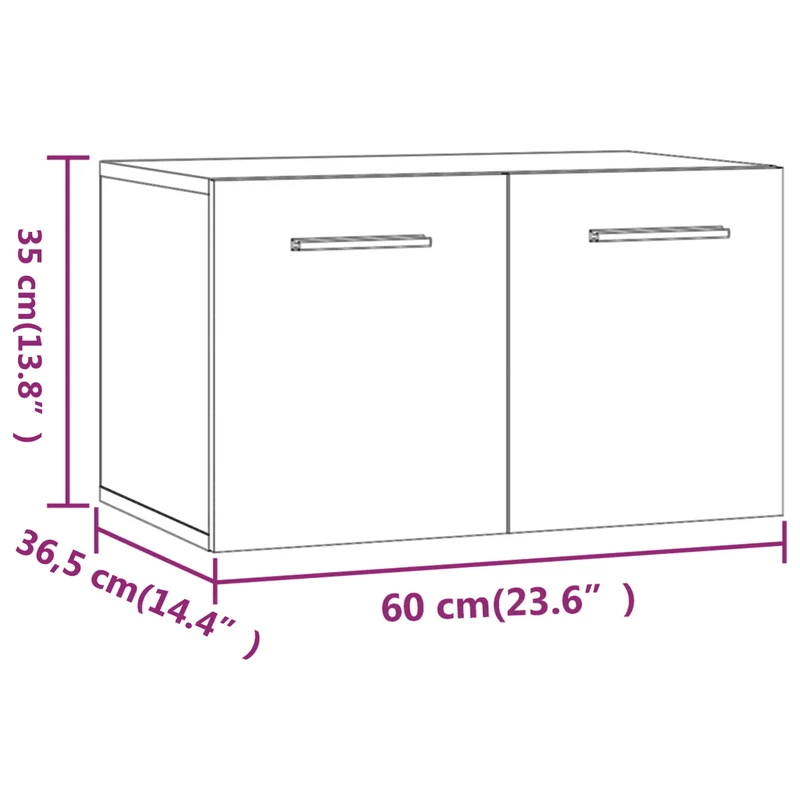 Armoire murale pratique rangement 60 x 36 x 35 cm design élégant en bois d'ingénierie chêne fumé 02_0048346