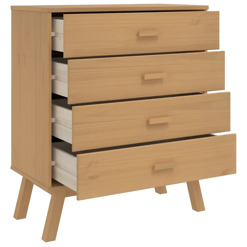 Armoire à tiroirs scandinave style rustique 76,5 x 39 x 90 cm grand espace de rangement finition mate en bois de pin marron 02_0047356