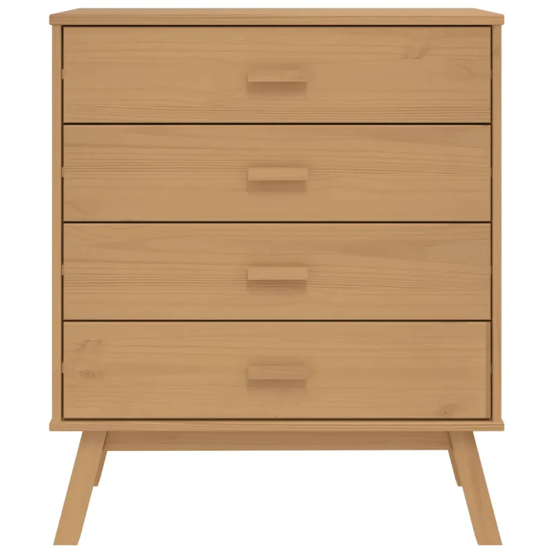 Armoire à tiroirs scandinave style rustique 76,5 x 39 x 90 cm grand espace de rangement finition mate en bois de pin marron 02_0047356