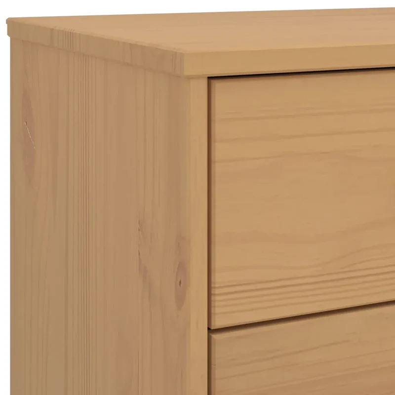 Armoire à tiroirs scandinave style rustique 76,5 x 39 x 90 cm grand espace de rangement finition mate en bois de pin marron 02_0047356