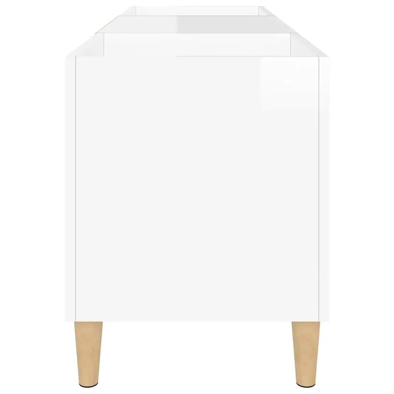 Armoire à disques classique rangement multidimensionnel 121 x 38 x 48 cm en bois d'ingénierie blanc brillant 02_0049190