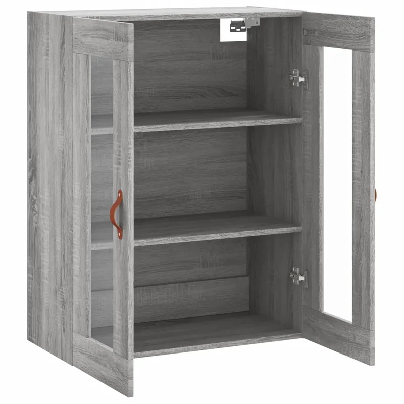Armoire murale design élégant rangement pratique 69,5 x 34 x 90 cm en bois d'ingénierie gris 02_0048609