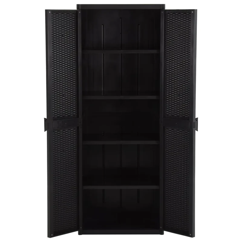 Armoire de rangement polyvalente intérieure 65 x 45 x 172 cm avec 4 étagères en PP noir 02_0046121