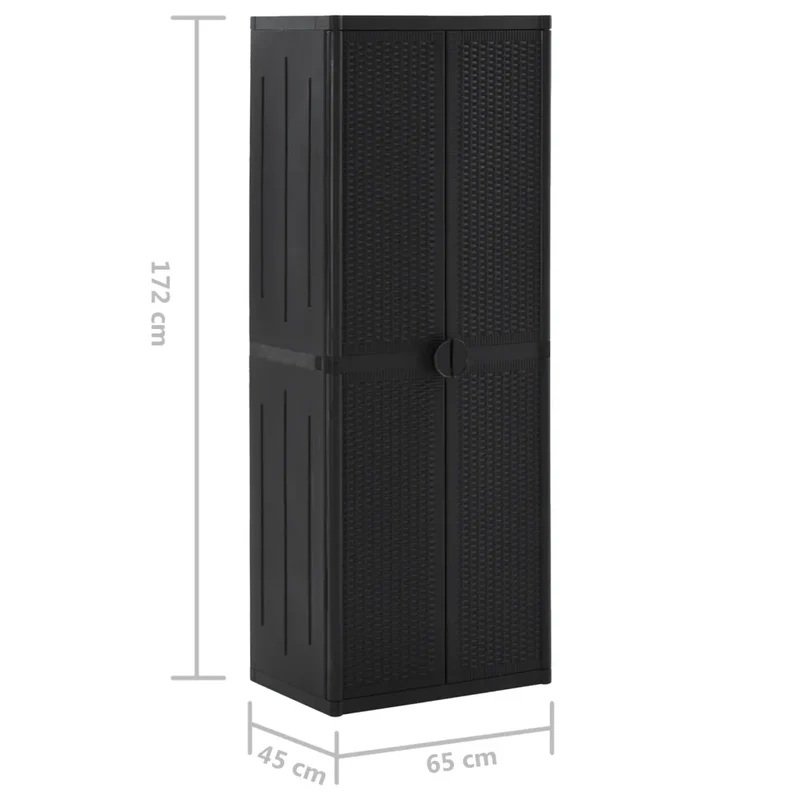 Armoire de rangement polyvalente intérieure 65 x 45 x 172 cm avec 4 étagères en PP noir 02_0046121
