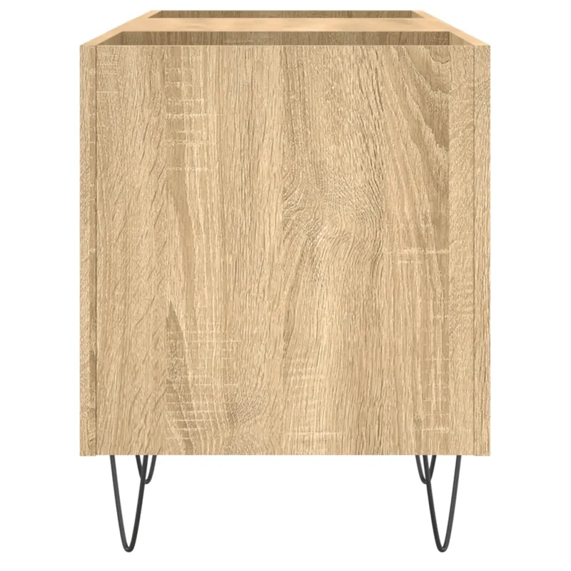 Armoire à disques vintage style industriel 121 x 38 x 48 cm rangement spacieux en bois d'ingénierie chêne sonoma 02_0049091