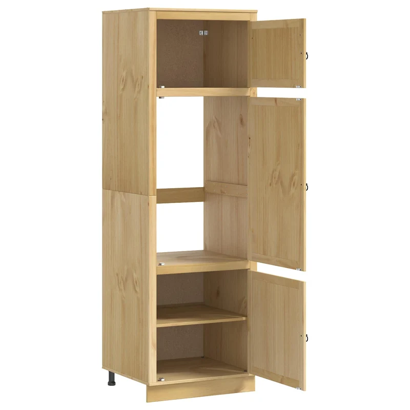 Armoire rectangulaire moderne avec espace de rangement 66 x 58 x 207 cm en pin massif miel 02_0058901