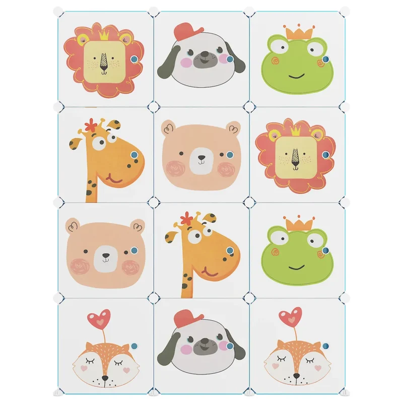 Armoire de rangement pour enfants 110 x 36,5 x 143,5 cm 12 cubes motifs colorés design moderne en PP vert 02_0047049