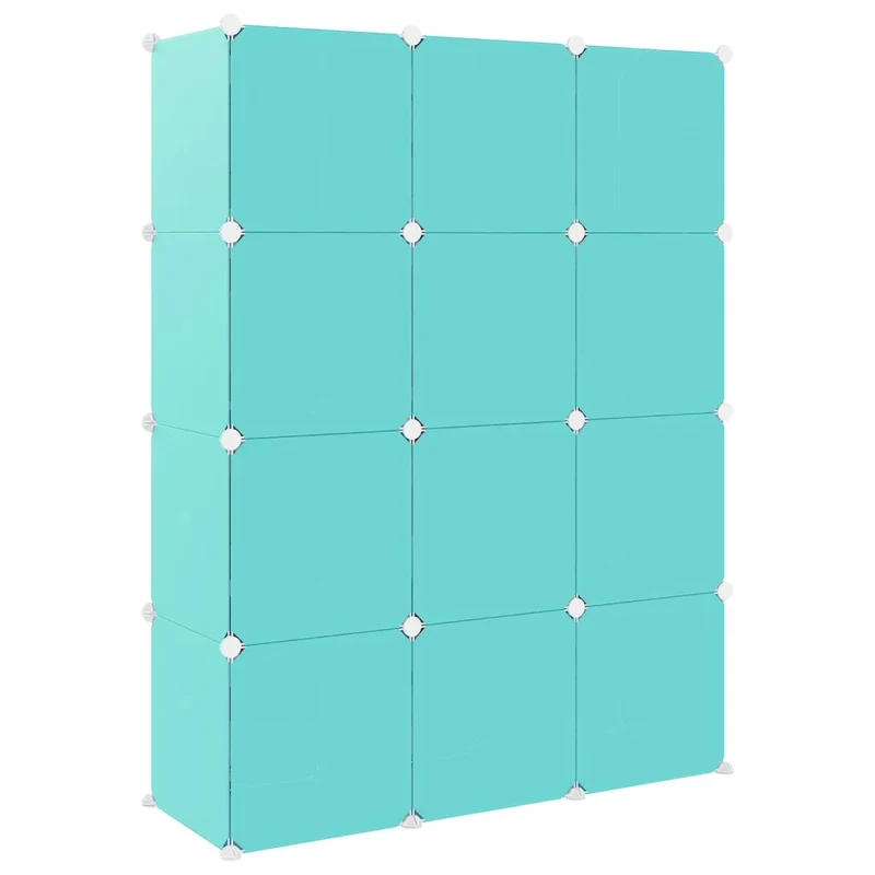 Armoire de rangement pour enfants 110 x 36,5 x 143,5 cm 12 cubes motifs colorés design moderne en PP vert 02_0047049