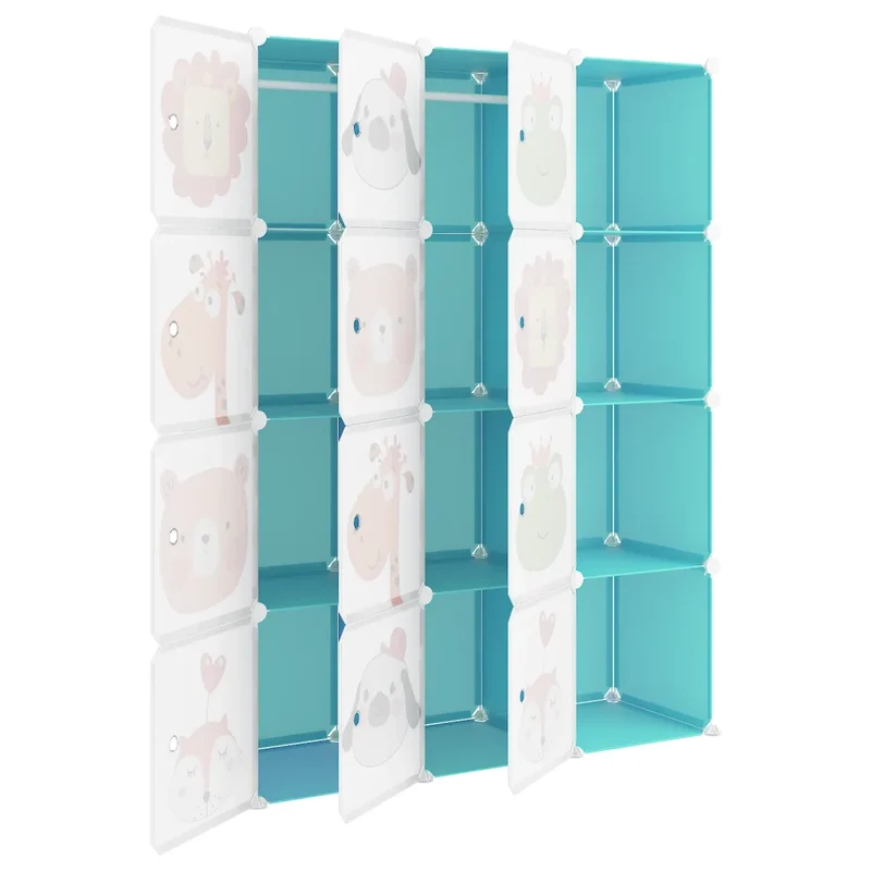 Armoire de rangement pour enfants 110 x 36,5 x 143,5 cm 12 cubes motifs colorés design moderne en PP vert 02_0047049