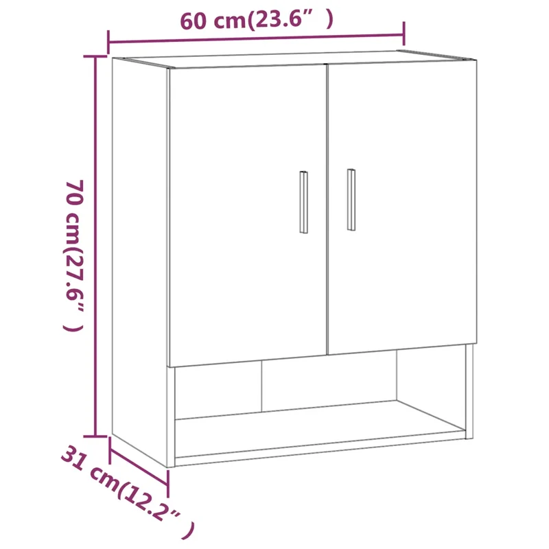 Armoire murale scandinave rangement design 60 x 31 x 70 cm en bois d'ingénierie chêne sonoma 02_0048043