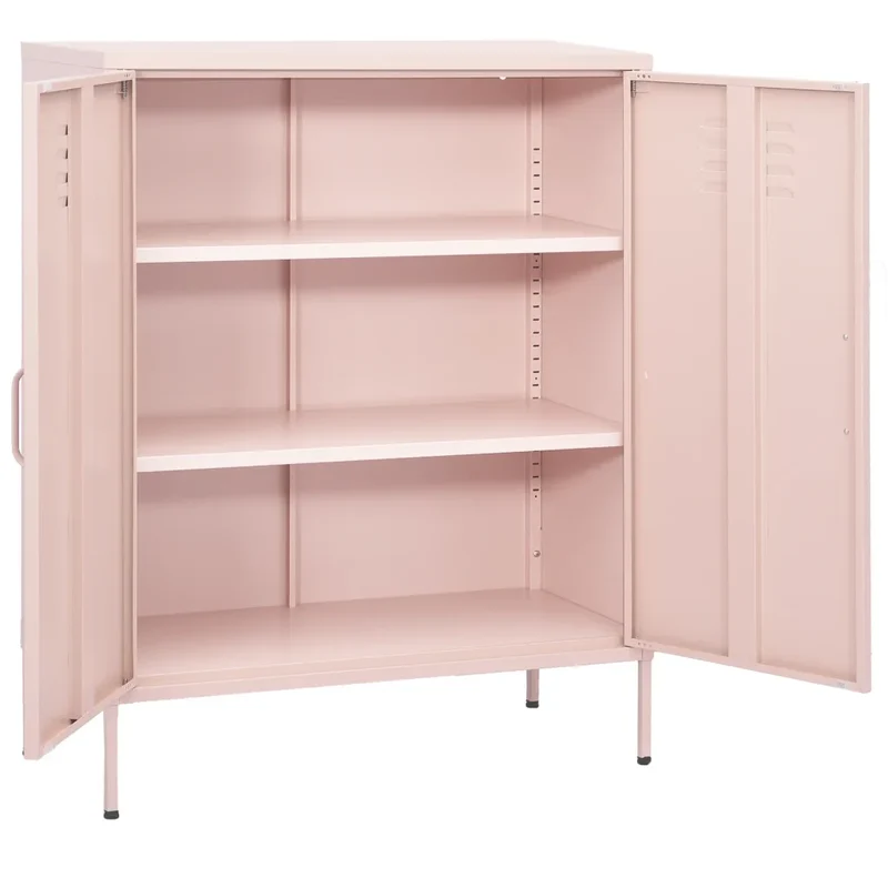 Armoire de rangement design pratique 80 x 35 x 101,5 cm avec étagères réglables en acier rose 02_0046857