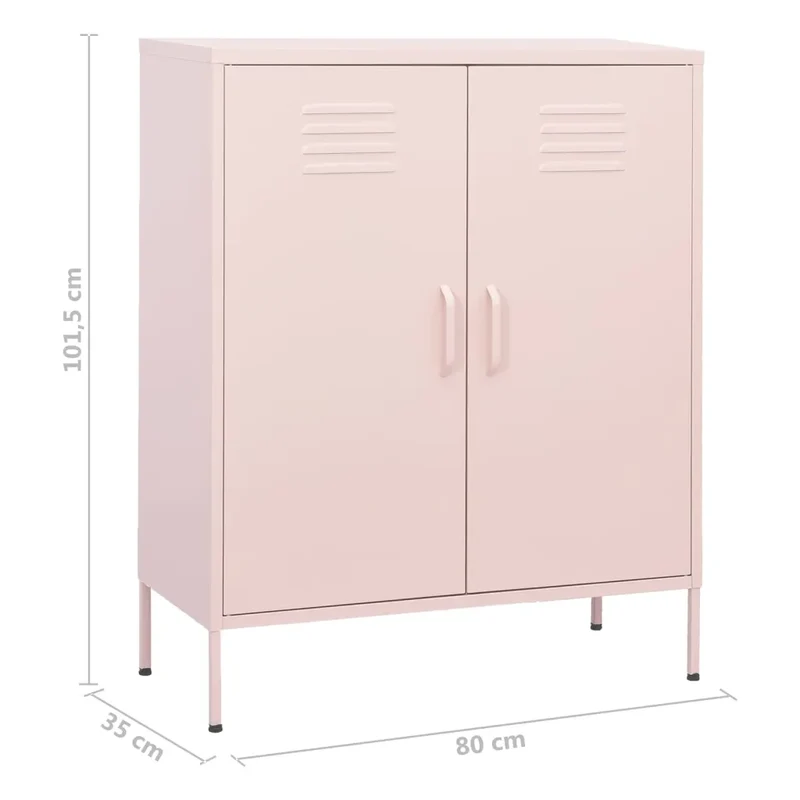 Armoire de rangement design pratique 80 x 35 x 101,5 cm avec étagères réglables en acier rose 02_0046857