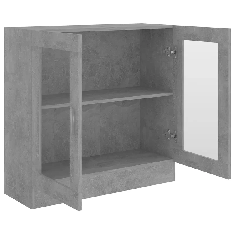 Armoire à vitrine design épuré salle de vie 82,5 x 30,5 x 80 cm en bois d'ingénierie gris béton 02_0047750