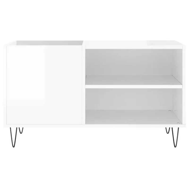 Armoire à disques pratique rangement classique 85 x 38 x 48 cm en bois d'ingénierie blanc brillant 02_0049109