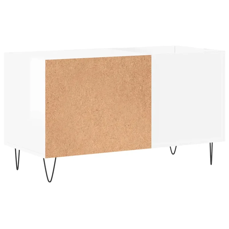 Armoire à disques pratique rangement classique 85 x 38 x 48 cm en bois d'ingénierie blanc brillant 02_0049109