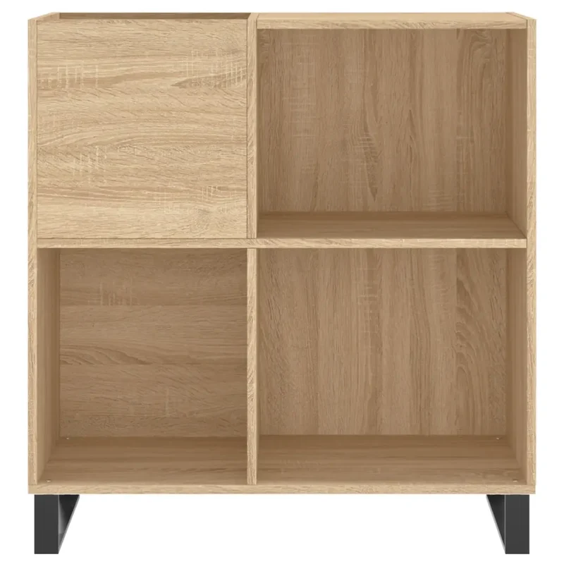 Armoire à disques rectangulaire pratique style industriel 84,5 x 38 x 89 cm en bois d'ingénierie chêne sonoma 02_0049177