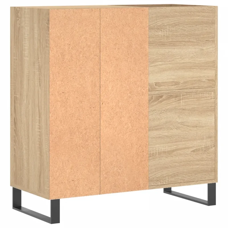 Armoire à disques rectangulaire pratique style industriel 84,5 x 38 x 89 cm en bois d'ingénierie chêne sonoma 02_0049177