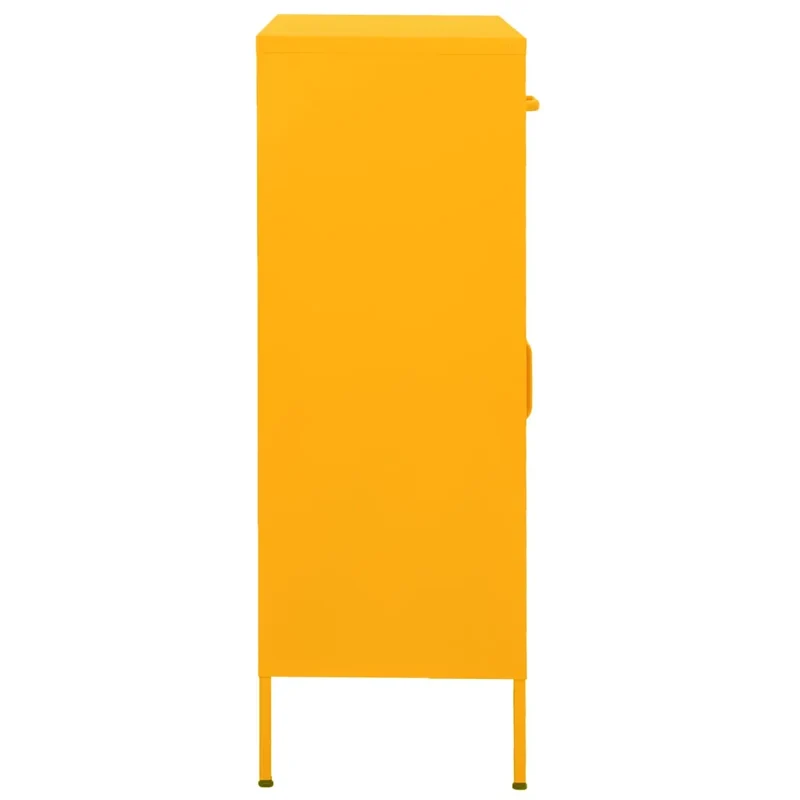 Armoire de rangement moderne en acier 80 x 35 x 101,5 cm avec 2 tiroirs et 1 étagère jaune moutarde 02_0046846
