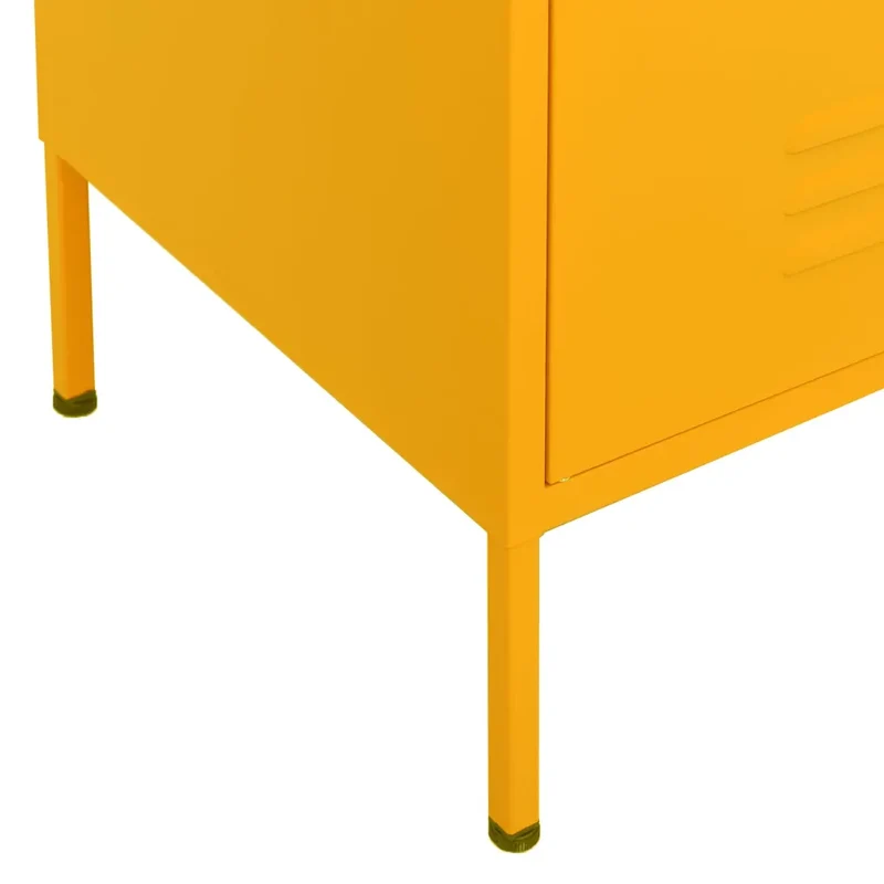 Armoire de rangement moderne en acier 80 x 35 x 101,5 cm avec 2 tiroirs et 1 étagère jaune moutarde 02_0046846