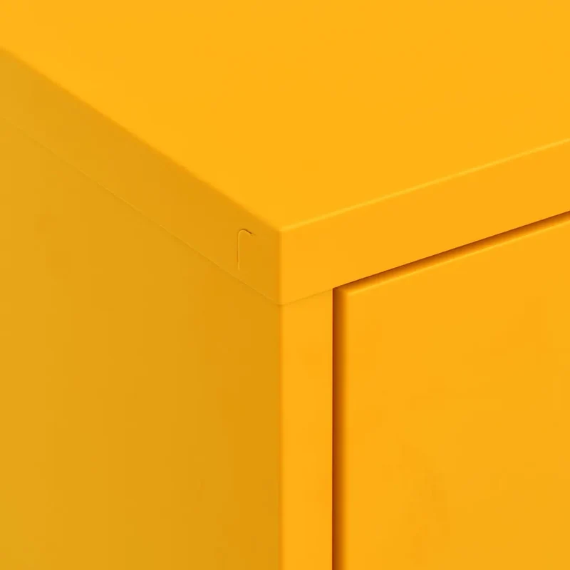 Armoire de rangement moderne en acier 80 x 35 x 101,5 cm avec 2 tiroirs et 1 étagère jaune moutarde 02_0046846