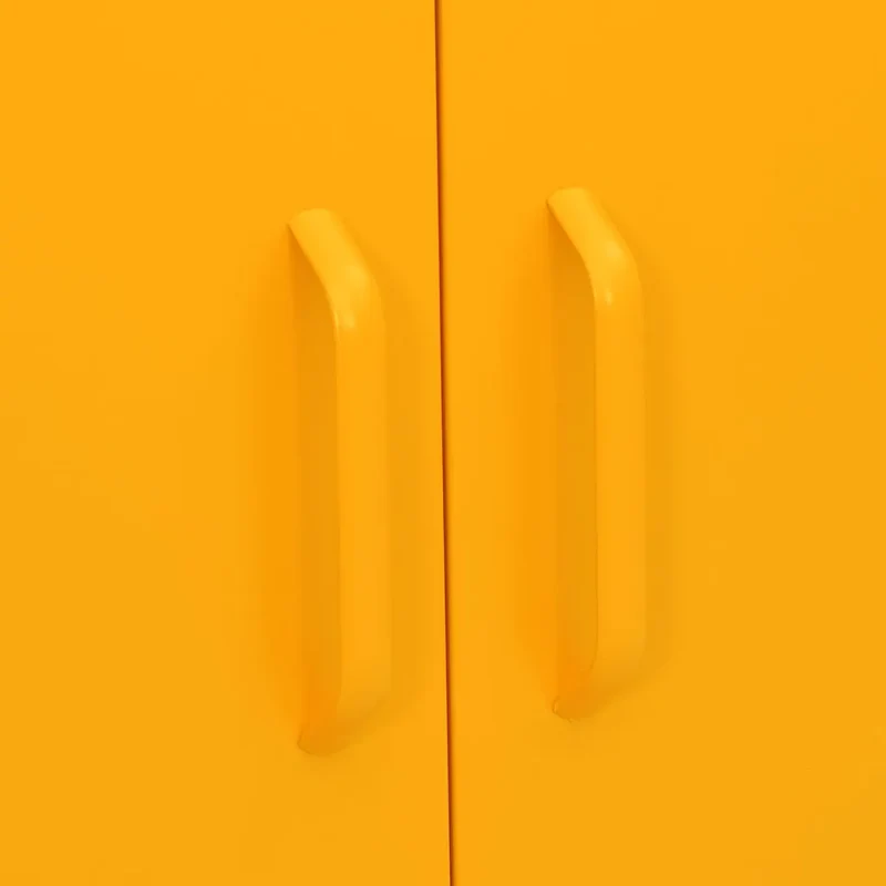 Armoire de rangement moderne en acier 80 x 35 x 101,5 cm avec 2 tiroirs et 1 étagère jaune moutarde 02_0046846