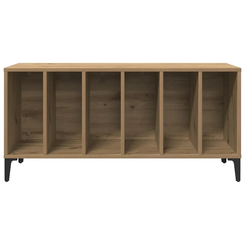 Armoire à disques pratique et classique 100 x 38 x 48 cm avec pieds métalliques style industriel en bois chêne artisanal 02_0051065