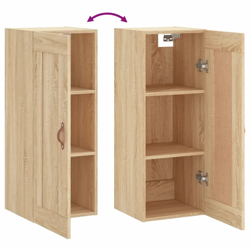 Armoire murale rangement élégante 34,5 x 34 x 90 cm en bois d'ingénierie chêne sonoma 02_0048939