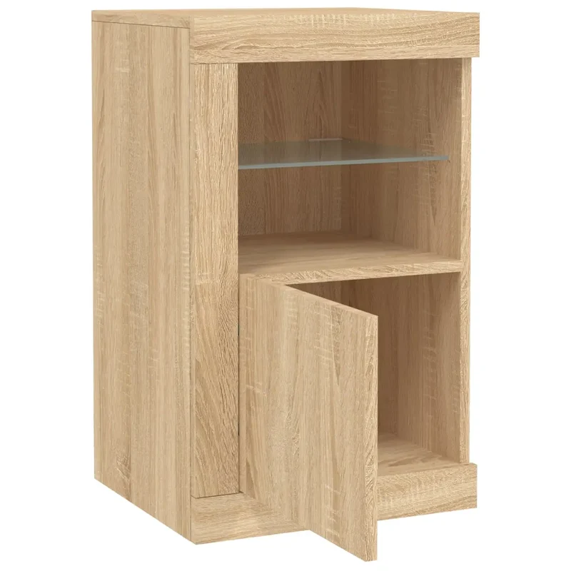 Lot de 2 armoires latérales modernes avec lumières LED 41 x 37 x 67 cm en bois d'ingénierie chêne sonoma 02_0049368