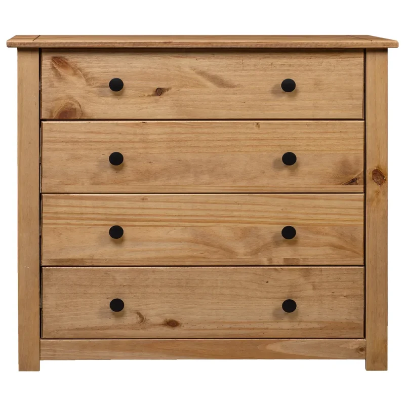 Armoire latérale 80 x 40 x 73 cm bois de pin massif pratique et décorative salon en bois naturel 02_0046449