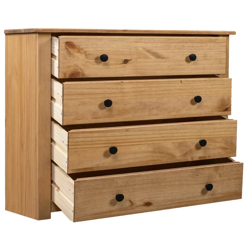 Armoire latérale 80 x 40 x 73 cm bois de pin massif pratique et décorative salon en bois naturel 02_0046449
