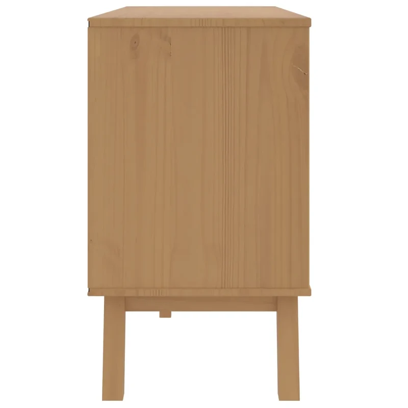 Armoire à tiroirs design scandinave 111 x 42 x 73,5 cm avec grand espace de rangement ambiance cosy en bois de pin marron 02_0047358