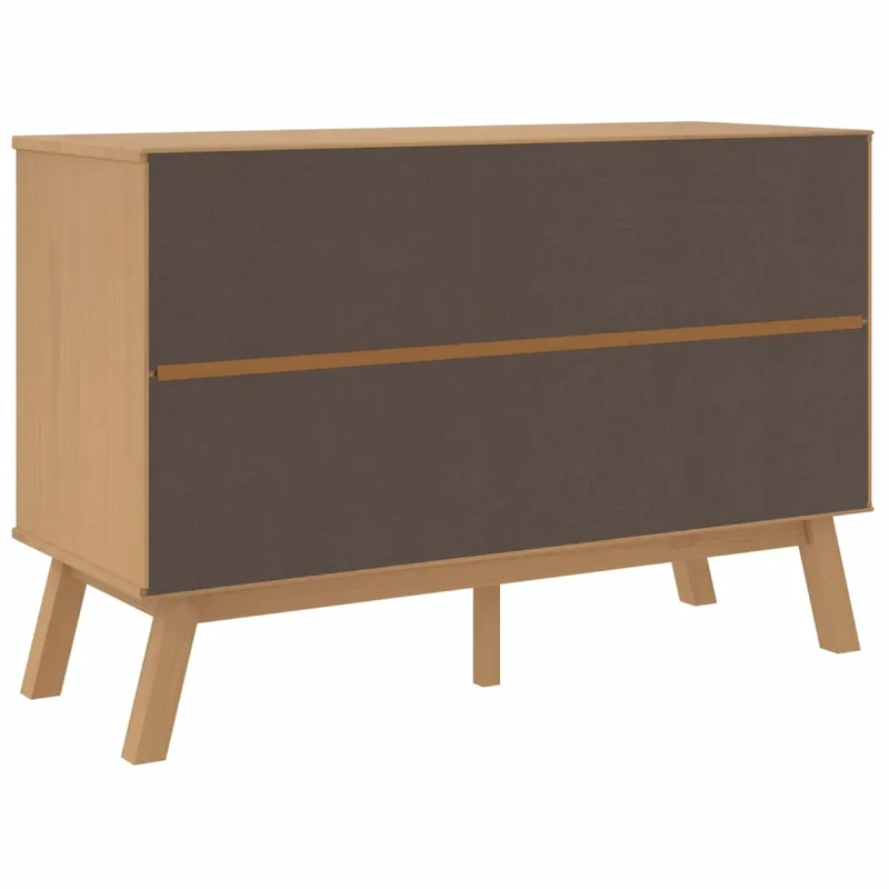 Armoire à tiroirs design scandinave 111 x 42 x 73,5 cm avec grand espace de rangement ambiance cosy en bois de pin marron 02_0047358