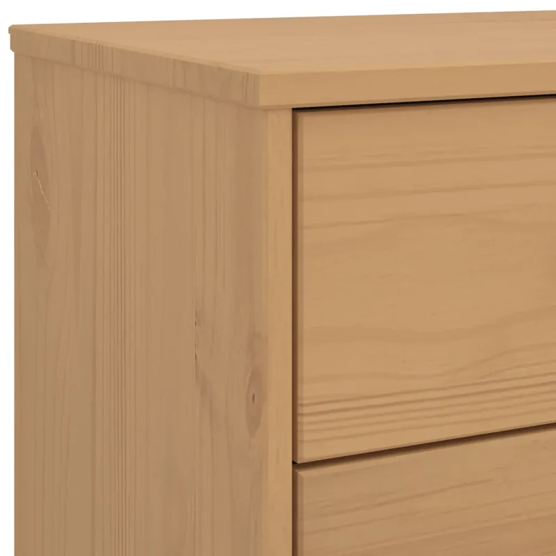 Armoire à tiroirs design scandinave 111 x 42 x 73,5 cm avec grand espace de rangement ambiance cosy en bois de pin marron 02_0047358