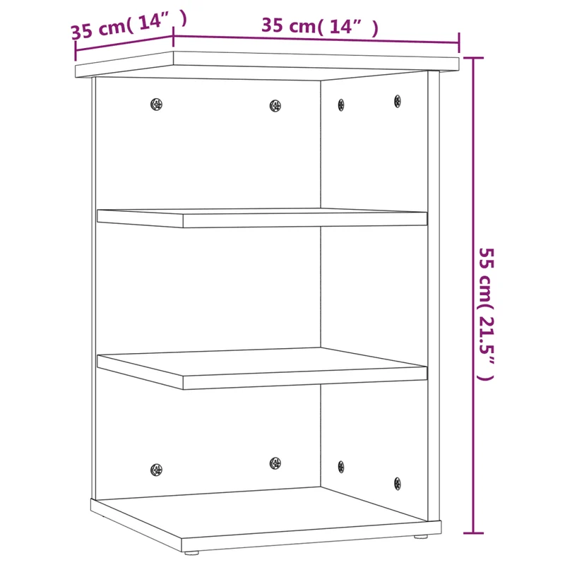 Armoire latérale design moderne rangement 35 x 35 x 55 cm ambiance cosy en bois d'ingénierie chêne fumé 02_0048539