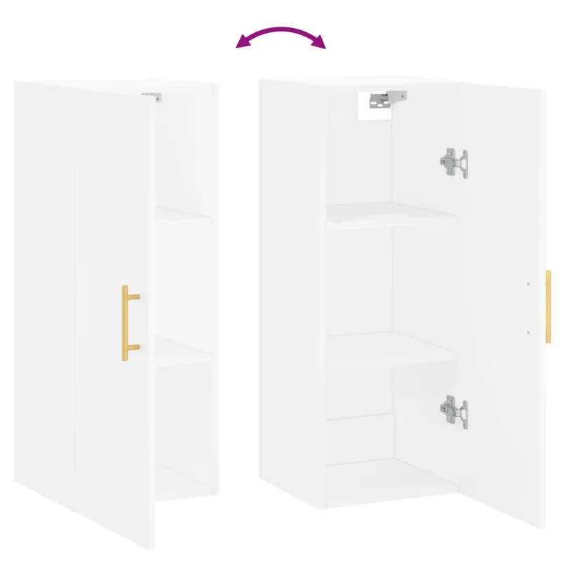 Armoire murale design pratique rangement 34,5 x 34 x 90 cm en bois d'ingénierie blanc 02_0048655