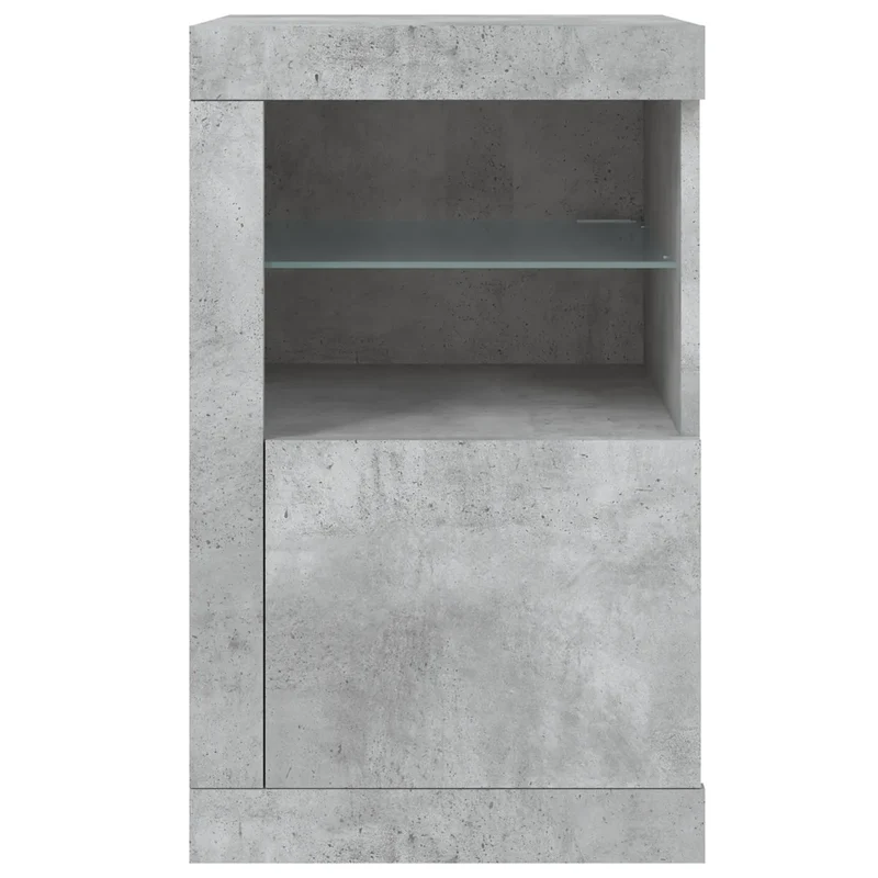 Armoire latérale avec éclairage LED tendance grand espace de rangement 41 x 37 x 67 cm en bois gris béton 02_0049369