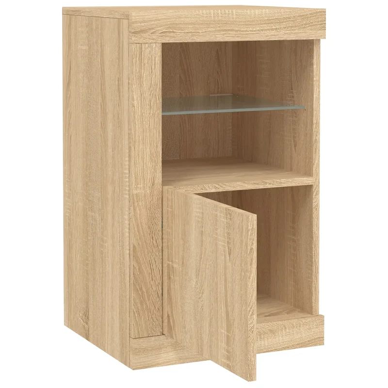 Armoire latérale design contemporain avec éclairage LED 41 x 37 x 67 cm en bois d'ingénierie chêne sonoma 02_0049367