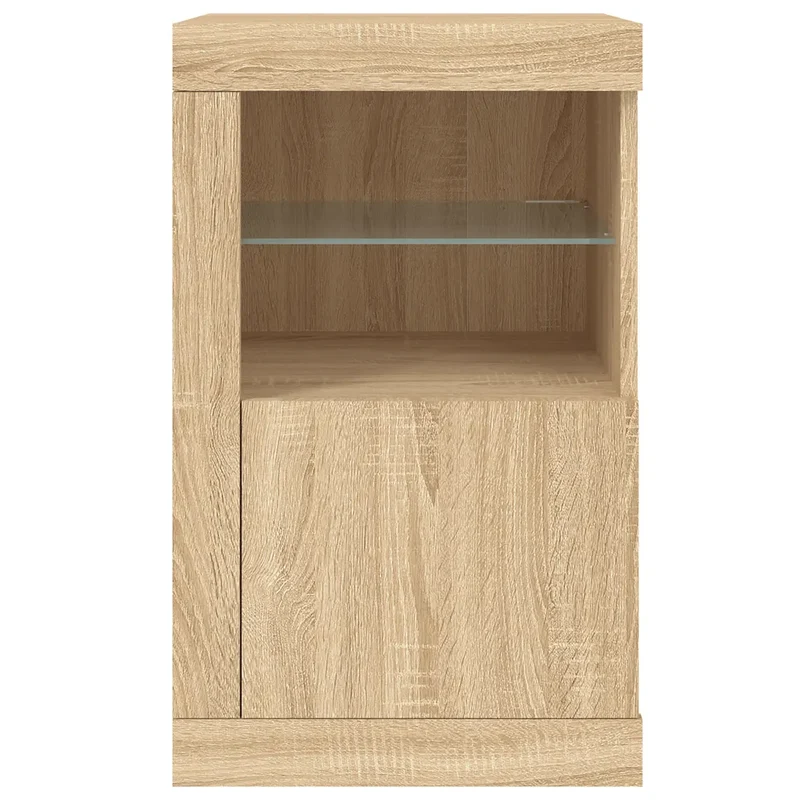 Armoire latérale design contemporain avec éclairage LED 41 x 37 x 67 cm en bois d'ingénierie chêne sonoma 02_0049367