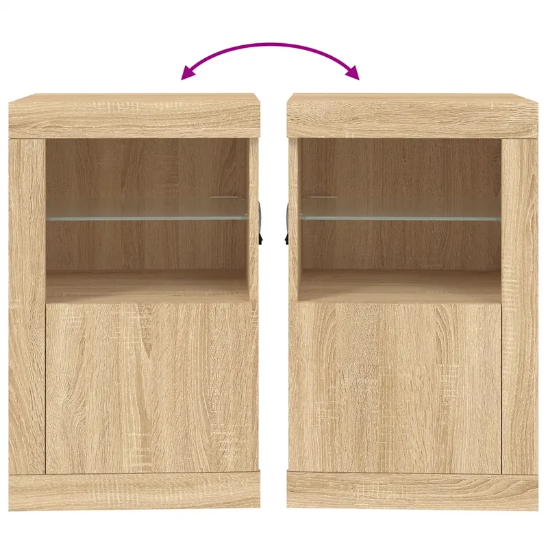 Armoire latérale design contemporain avec éclairage LED 41 x 37 x 67 cm en bois d'ingénierie chêne sonoma 02_0049367