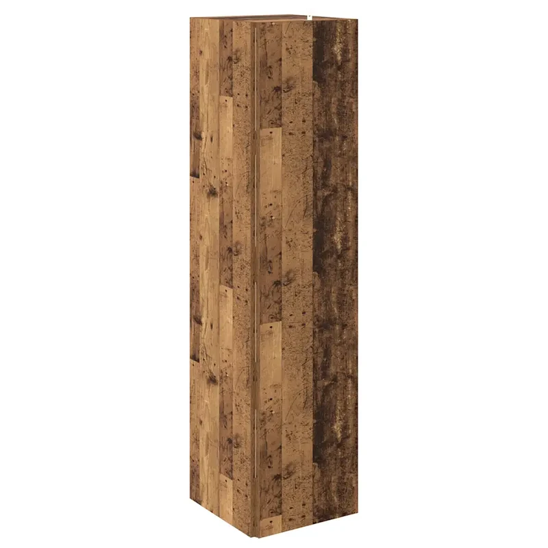 Armoire d'angle de rangement classique compacte 33 x 33 x 132 cm en bois d'ingénierie vieux bois 02_0050930